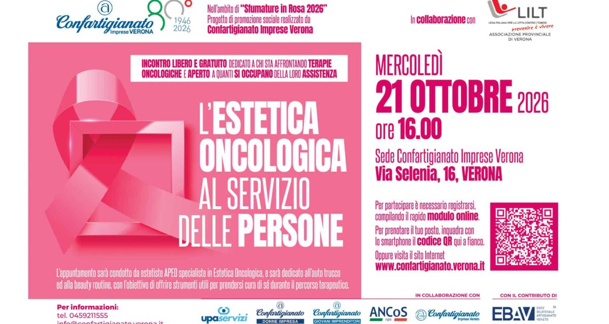 SOCIALE – Mercoledì 21 ottobre, incontro "L'Estetica Oncologica al Servizio delle Persone", invitati quanti affrontano terapie oncologiche e coloro che li assistono. Iscriviti per partecipare