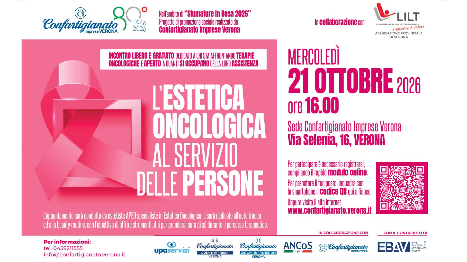 SOCIALE – Mercoledì 21 ottobre, incontro "L'Estetica Oncologica al Servizio delle Persone", invitati quanti affrontano terapie oncologiche e coloro che li assistono. Iscriviti per partecipare