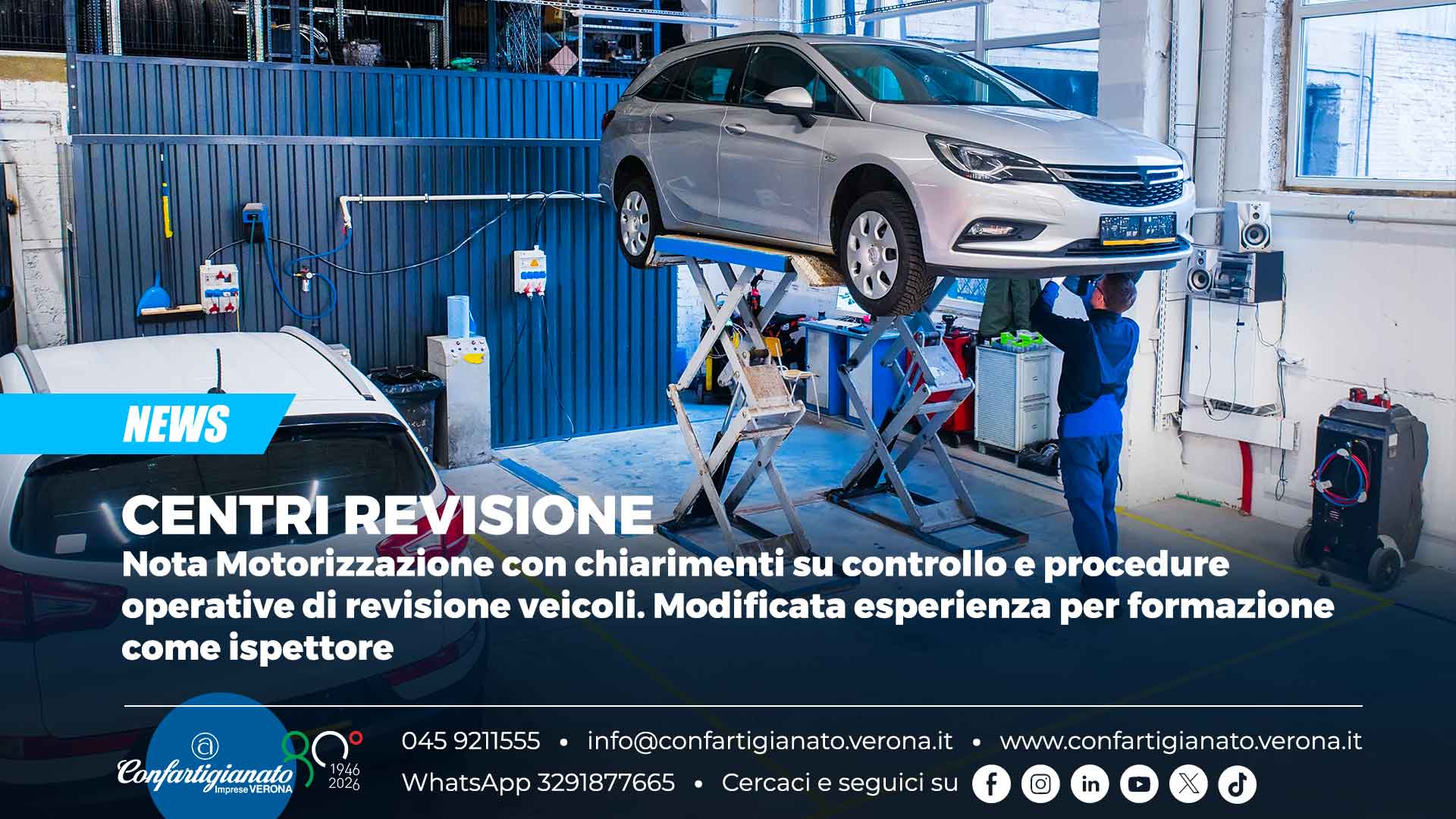 CENTRI REVISIONE – Nota Motorizzazione con chiarimenti su controllo e procedure operative di revisione veicoli. Modificata esperienza per formazione come ispettore
