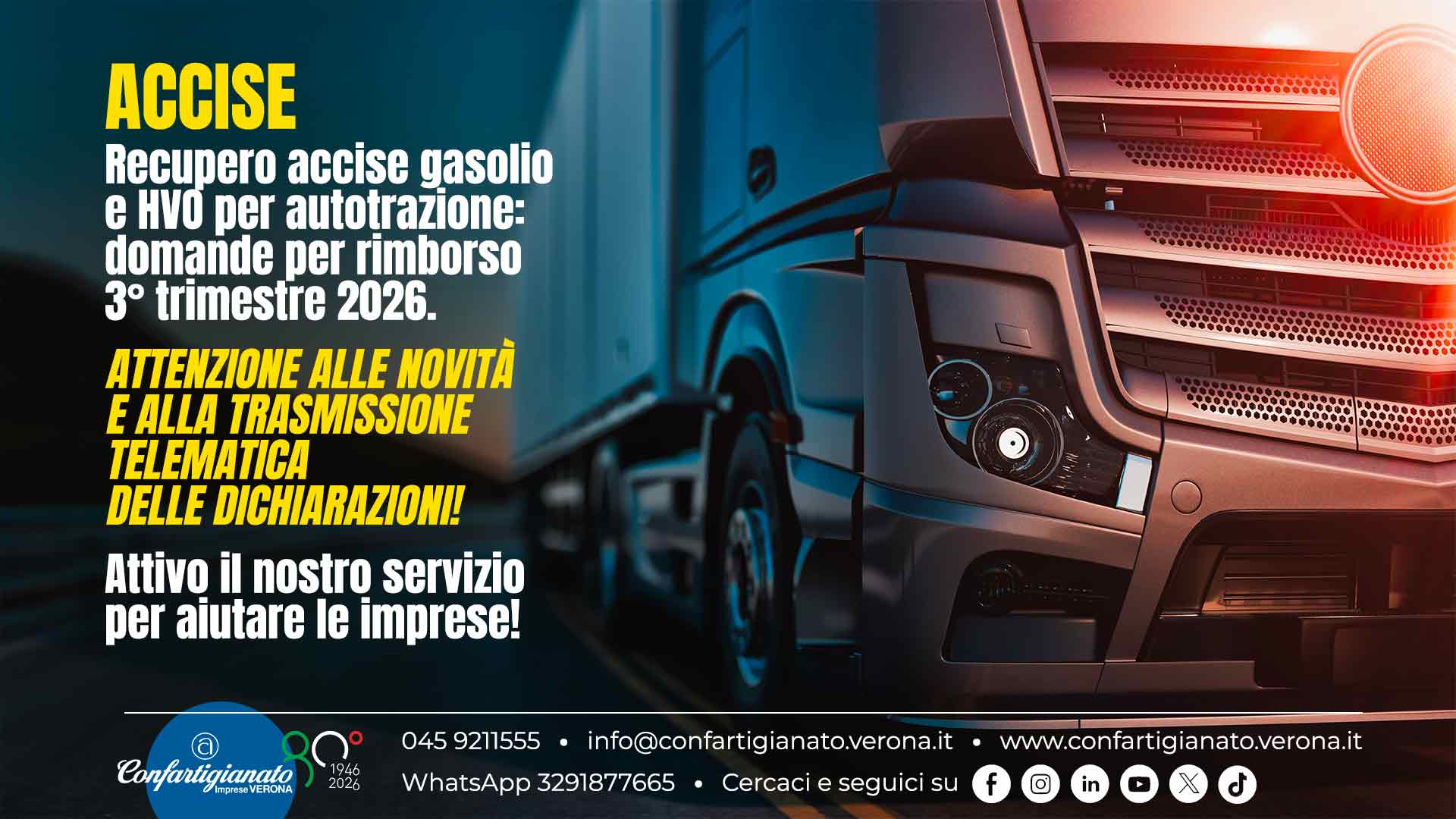 ACCISE – Recupero accise gasolio e HVO per autotrazione: domande per rimborso 3° trimestre 2026. Attenzione a novità e trasmissione telematica dichiarazioni! Il nostro servizio per aiutare le imprese