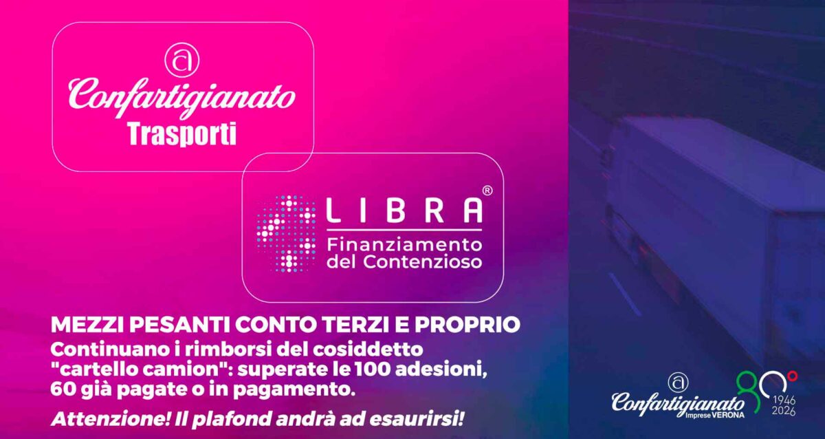 MEZZI PESANTI CONTO TERZI E PROPRIO – Continuano i rimborsi del cosiddetto "cartello camion": superate le 100 adesioni, 60 già pagate o in pagamento