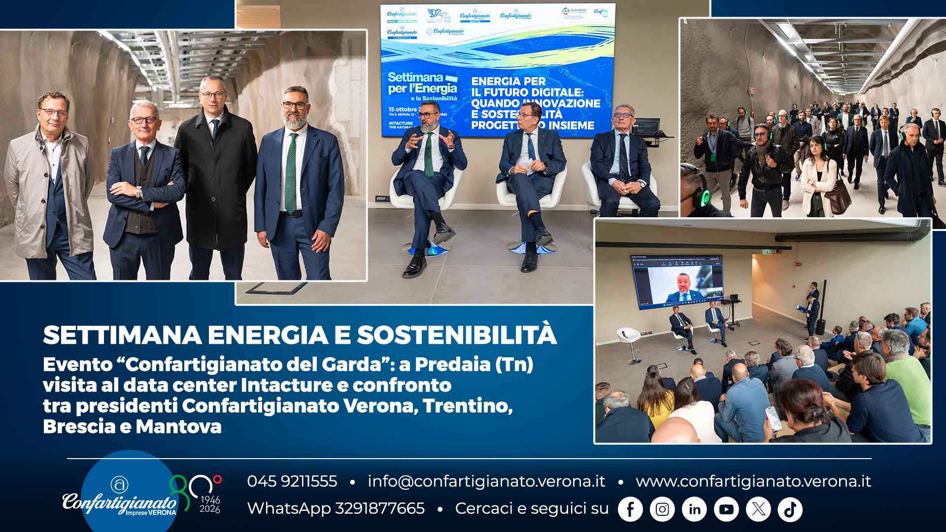 SETTIMANA ENERGIA SOSTENIBILITÀ – Evento delle “Confartigianato del Garda”: a Predaia (Tn) visita al data center Intacture e confronto tra presidenti Confartigianato Verona, Trentino, Brescia e Mantova