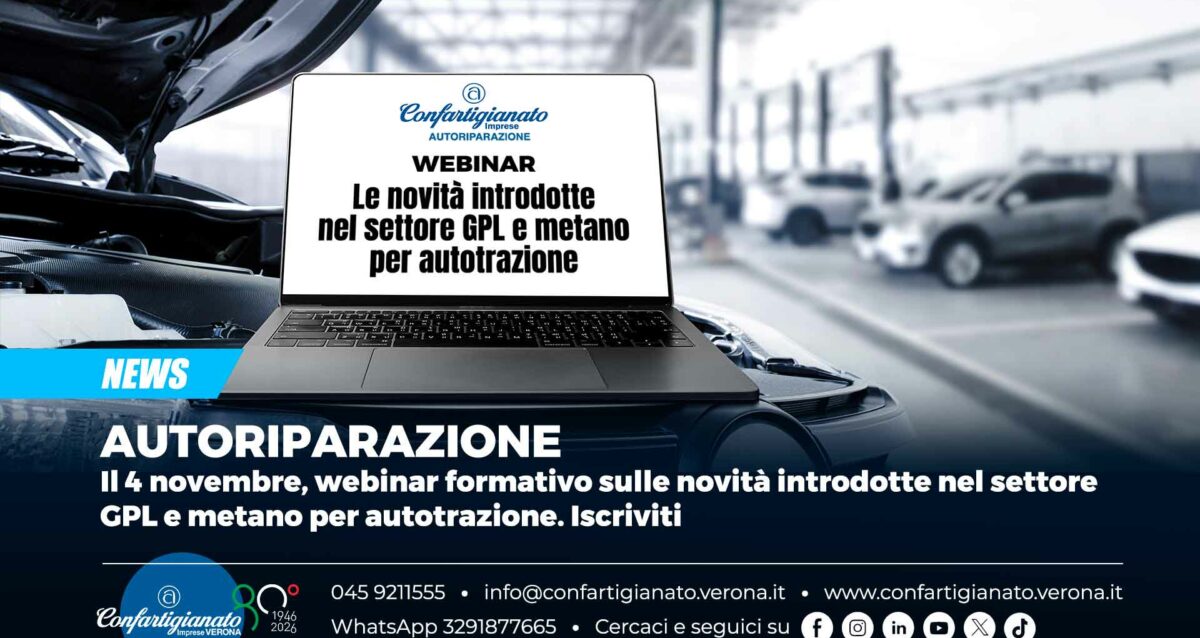 AUTORIPARAZIONE – Il 4 novembre, webinar formativo sulle novità introdotte nel settore GPL e metano per autotrazione. Iscriviti